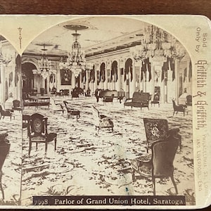 Salon du Grand Union Hotel Saratoga Antique Stereoview Card TJ9-V3
