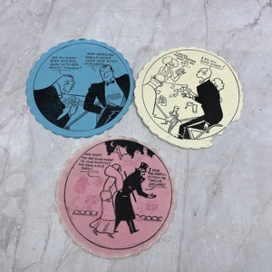 Vintage Brücke Untersetzer Illustriert Humor Cartoon 3er Set TH9-BK-4