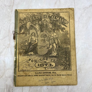 1873 landwirtschaftliche Almanac Lancaster PA John Baer&#39;s Sons TF5