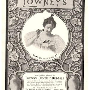 Lowney&#39;s Chocolate Bon-Bons Walter M Lowney Boston 6x8&quot; - 1904 Original Ad TJ8-8