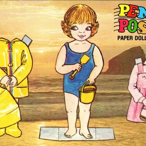 Penny Postal odwiedza Ocean Paperdolls - Susan Cockrell Oryginalna pocztówka PB10