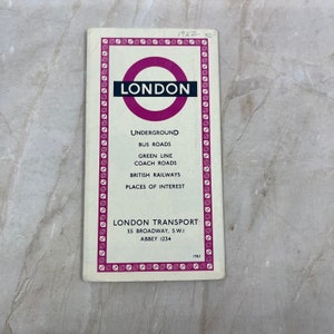 1961 London Transport Map U-Bahn Bus Straßen Eisenbahn Reisebus Straßen TI9-P1