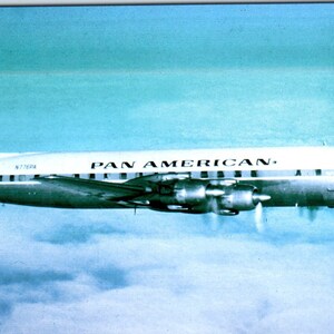 Cartolina vintage Pan American Airways DC-7B PC18
