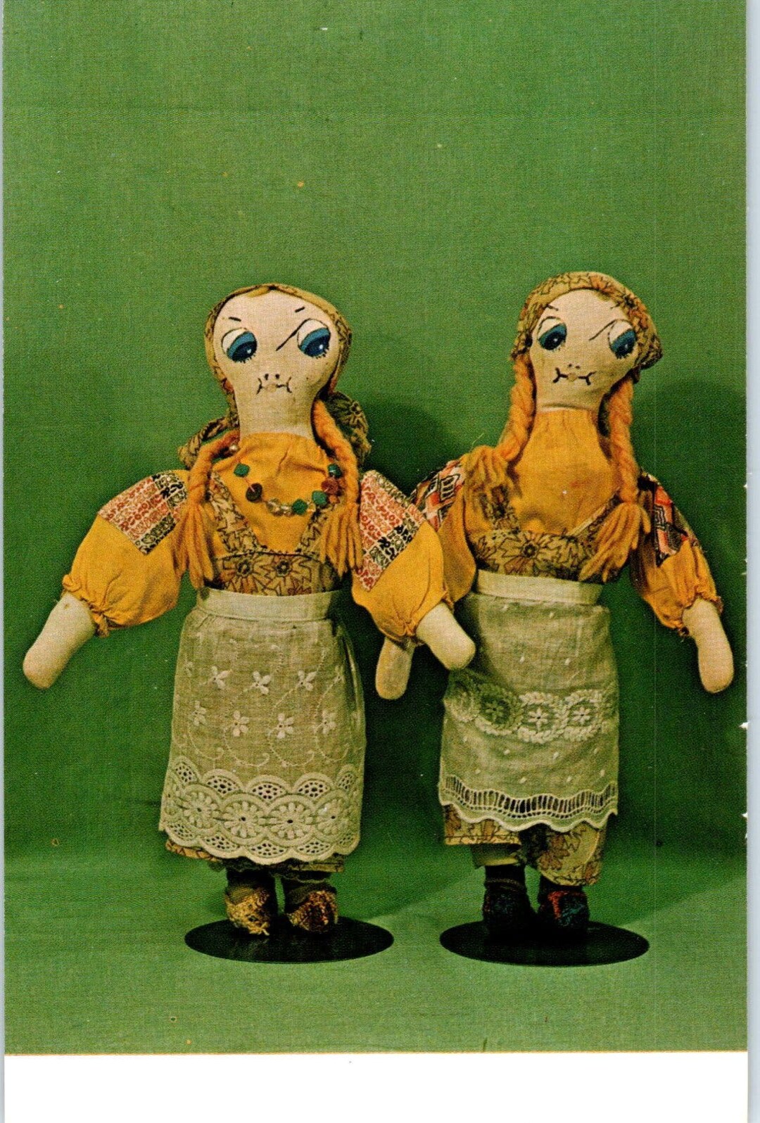 Pair of Rag Dolls Painted by Grandma Moses Bennington VT Original
