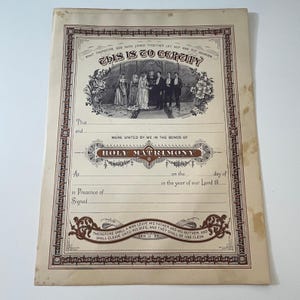 Acta de matrimonio en blanco Génesis 11:24 Biblia de 1892 grabada V1-6