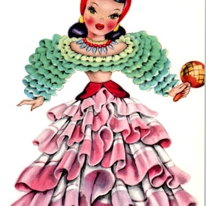 Bambola dell'America Latina - Cartolina originale serie Dolls of Many Lands PB4