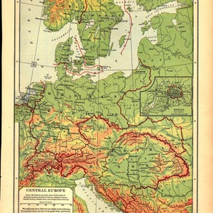 Landkarte Mitteleuropa 1901 Original Gravur V1-1
