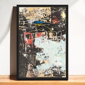Original Framed Mixed Media Modern Art Collage Painting 12x18 &quot;Chriology&quot;