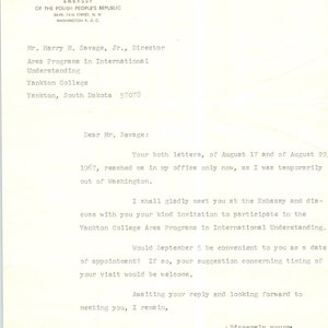 Memo con membrete de la Embajada de la República Popular de Polonia 1967 TK1-P7