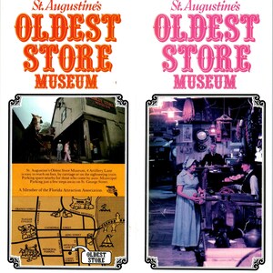 Vintage St. Augustine's oudste winkel Florida kaart & reisbrochure TF4-B1