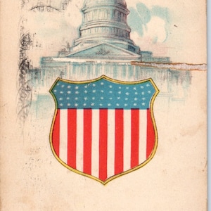 Cartão postal antigo do edifício do Capitólio, certo ou errado, da Primeira Guerra Mundial de 1919, PD8