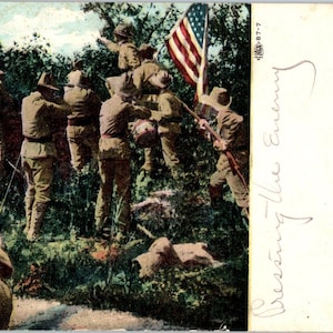 1907 Wojna amerykańsko-hiszpańska „Naciskanie na wroga” Oryginalna pocztówka PD2