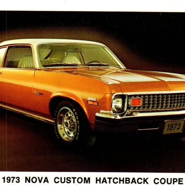 1973 Nova Custom Hatchback Coupe Chevrolet Chevy Vintage Postcard PC12