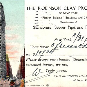 1906 Tarjeta postal PE7 de Robinson Clay Product Co de Nueva York