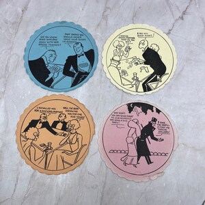 Vintage Brücke Untersetzer Illustriert Humor Cartoon 4er Set TH9-BK-7
