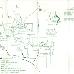 Vintage Yellow River Forest Iowa Klappkarte & Reisebroschüre TF4-B2