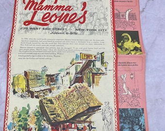 1976 Mamma Leone&#39;s Restaurant Menu Fold Out New York City 48th St TH9-LX1