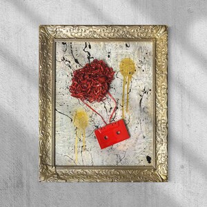 Colagem de montagem de arte pop abstrata emoldurada original 19,5x16” “burocracia” com COA