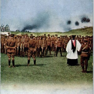 I wojna światowa Bamforth Battle Hymn Walcz w dobrej walce - Oryginalna pocztówka TJ7-RP1