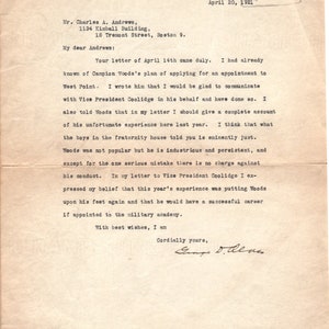 1921 Membrete de Amherst College al Sr. Charles A. Andrews D18