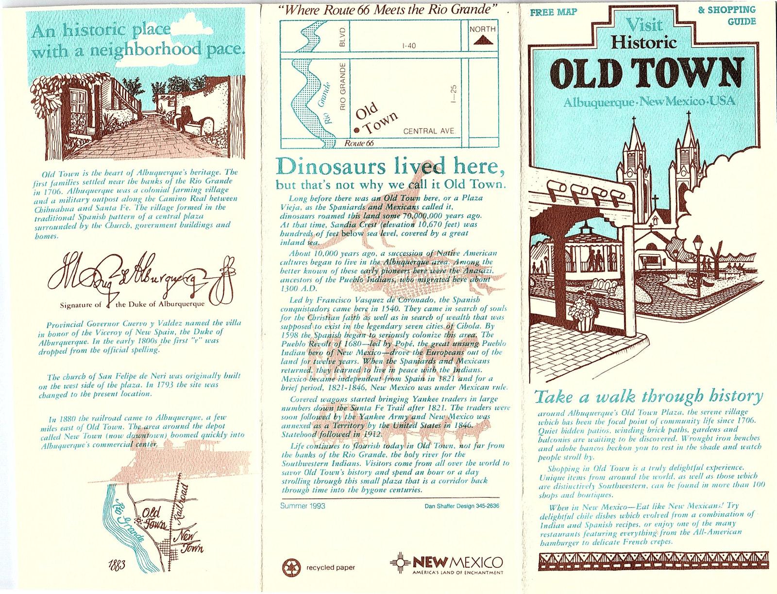 Historic Old Town Albuquerque NM Vintage Fold Out Travel Brochure TH2-TB1
