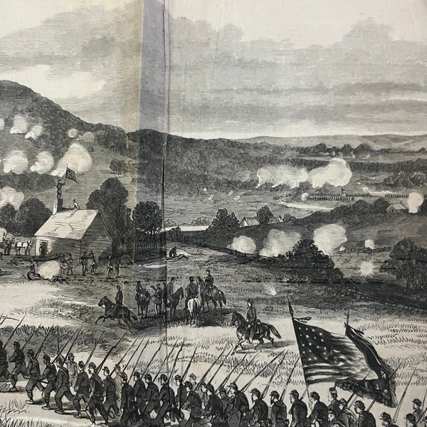 Battle of Slaughter Mountain West Virginia Original 1863 Civil War Engraving C69