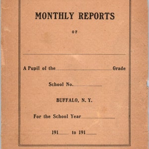 c1910 Escuela pública de Buffalo NY No 38 Boleta de calificaciones Graham Dodds AE6