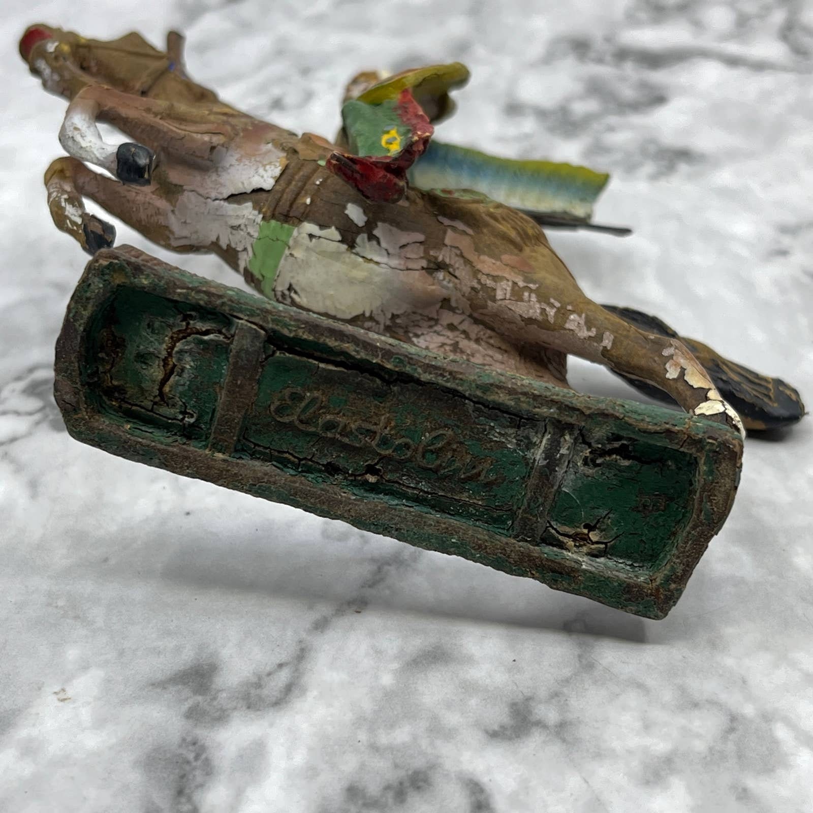 Vintage Elastolin Toy Figurine Germany Indian Chief Horse