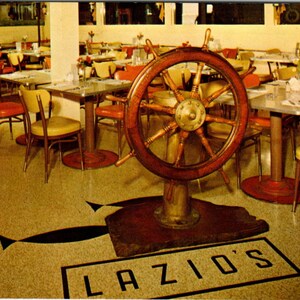 Wnętrze restauracji z owocami morza Laizo Eureka CA Oryginalna pocztówka vintage PD3