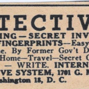 Addestramento per detective Detective System Washington DC 1943 Annuncio della rivista AB9-NPG
