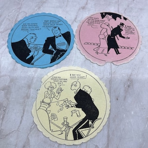 Vintage Brücke Untersetzer Illustriert Humor Cartoon 3er Set TH9-BK-6