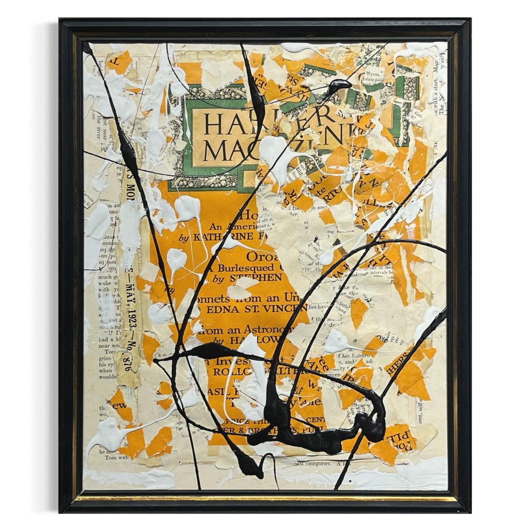 Original Framed Mixed Media Art Collage 10x12 "may 1923 Harper's ...