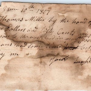 1807 Carta manuscrita Thomas Miller Ichabod Knapp Dummerston VT AF2-A3