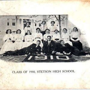 Cartão postal original da turma de 1910 Stetson High School TK1-28