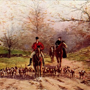 Chasse au renard Foxhound Dogs Angleterre Anglais c1910 Carte postale PD2