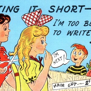 1947 Postal vintage de corte de pelo de humor ilustrado AB9