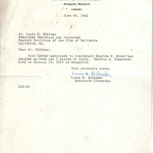 Memo con membrete de la era de la Segunda Guerra Mundial de 1943 Academia Naval de los Estados Unidos Annapolis D18