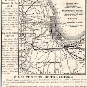 Stad Griffith Kaart van Lots Chicago Buitenwijk Jay Dwiggins c1890 Victoriaanse Ad AE8