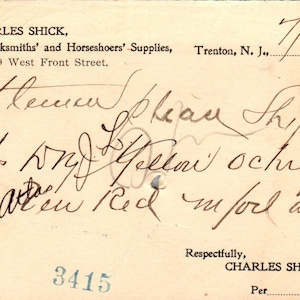 1907 Charles Shick Wheelwright Blacksmith Trenton NJ Pocztowa karta pocztowa PE4