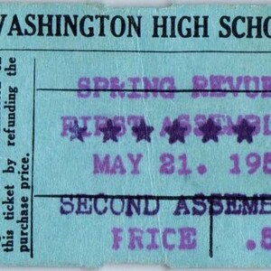 1959 George Washington High School Los Angeles CA Spring Revue Stub AB9