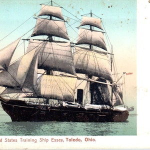 Statek szkoleniowy US Essex Toledo Ohio ok. 1905 r. - Oryginalna pocztówka TJ7-RP1