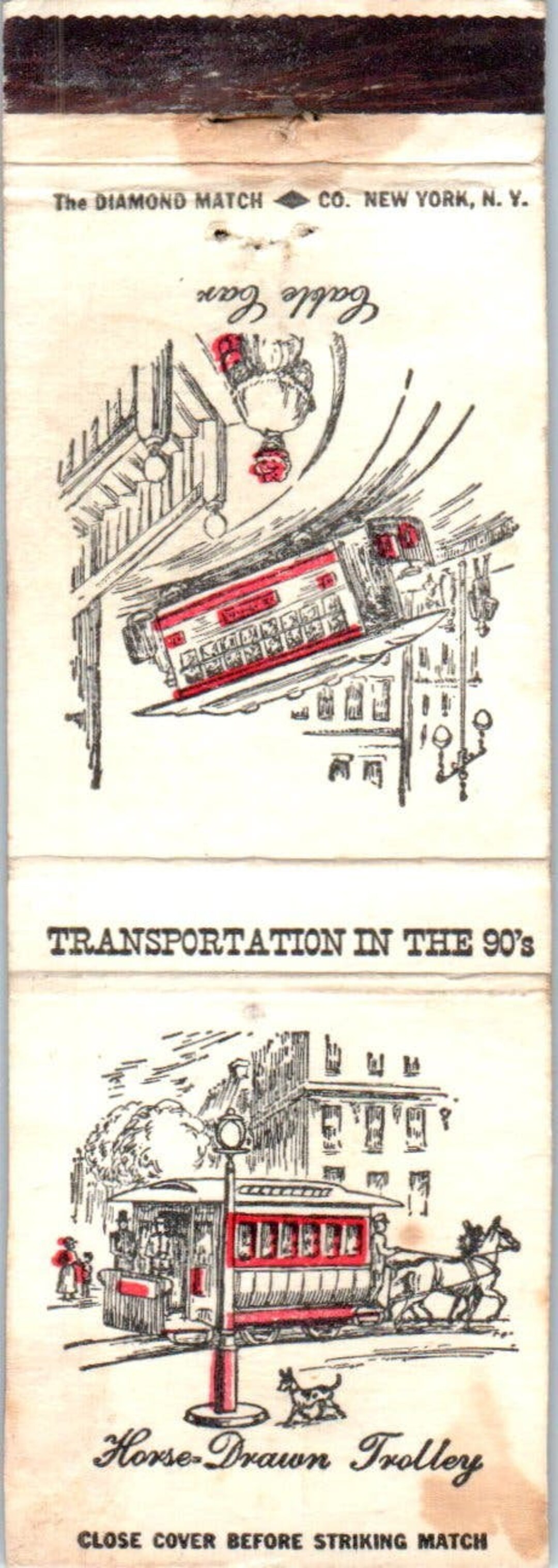 Transportation in the 90's Trolley Cable Car Advertising Matchbook ...
