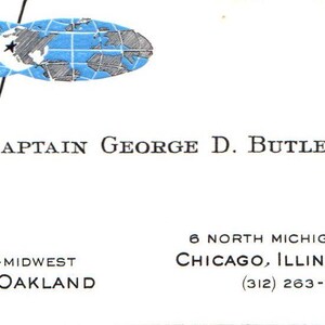 Captain George D. Butler Port of Oakland Chicago IL vintage visitekaartje SD4-B2