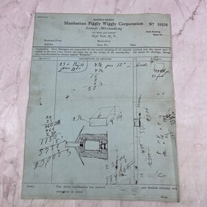 Esquemas de diagramas dibujados a mano del siglo XIX Manhattan Piggly Wiggly Corp Membrete D22