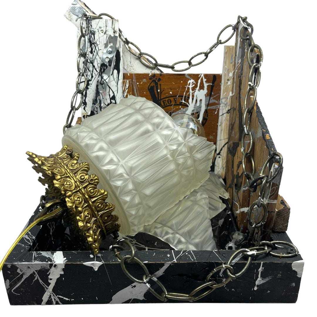 Original Mixed Media Abstract Art Lamp Sculpture 