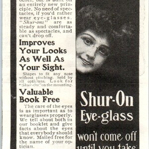 Anteojos Shur-On E. Kirstein Sons Co NY c1905 Anuncio original AE7-A3