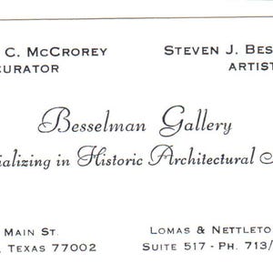 Carte de visite Vtg Houston Donald C. McCrorey de la galerie Steven J. Besselman SD4-B4