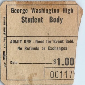 Esboço AB9 do corpo estudantil da George Washington High School, Los Angeles CA, década de 1950