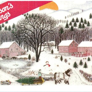 1980s Reader's Digest Weihnachtskarte Pleasantville NY Postkarte PD7