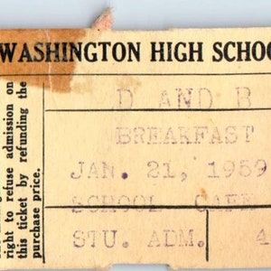 1959 Jan George Washington High School Los Angeles CA Esboço do café da manhã AB9